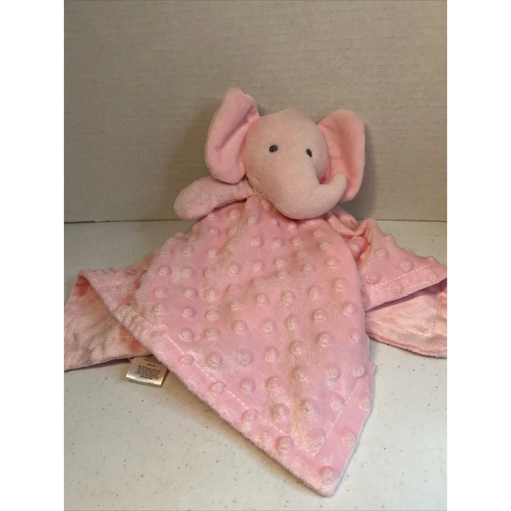 Nuby Elephant Pink Baby Security Blanket Lovey Plush Stuffed Sensory Fabric